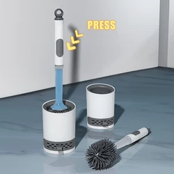 Toilet Bowl Brush Holder Set: Silicone Toilet Brush with Refillable Handle Dispenser Bathroom Scrubber Rv Cleaner Toilet Brush