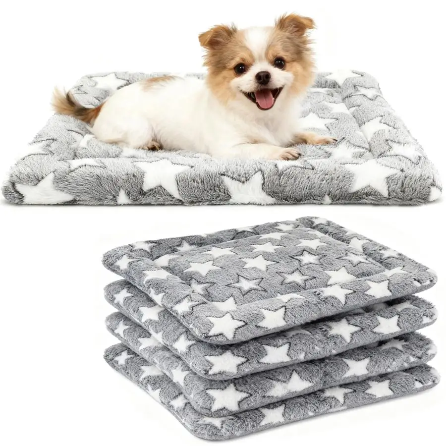 

Bed Mat 4 Pcs Reversible Dog Crate Bed Mats, Soft amp Breathable Kennel Pad, Durable Crate Bed for Small Dogs amp Cats