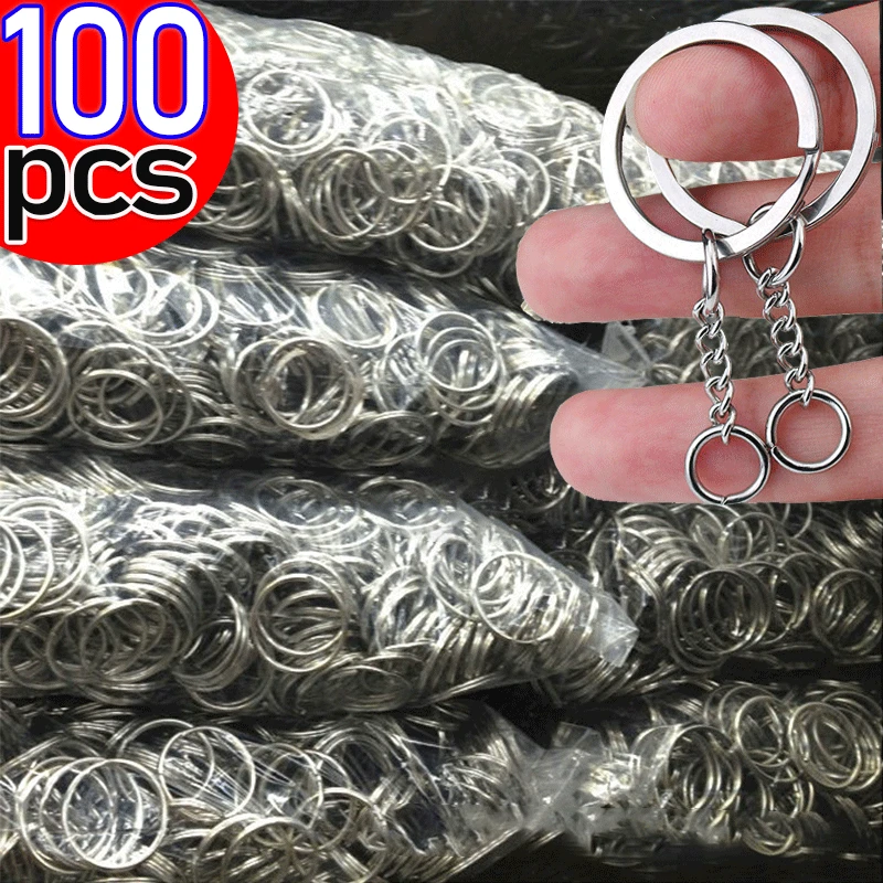 

50-100pcs Metal Blank Keyring Keychain Split Rings Keyfob Keyrings Lobster Clasp Keychain Key Pendant Ring Stainless Steel Rings