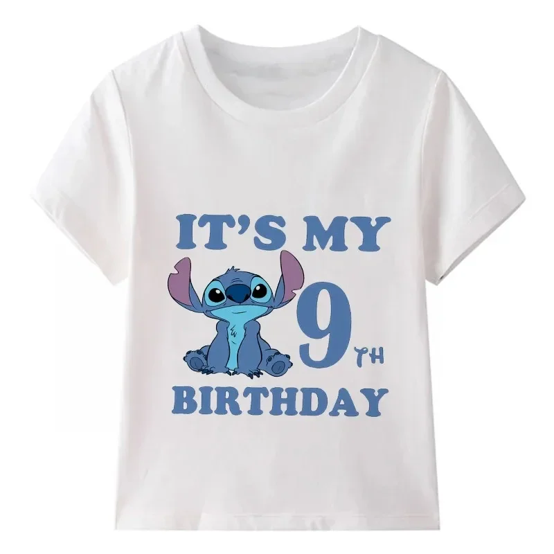 Disney Lilo & Stitch Disney Print Kids Clothes It's My 1 2 3 4 5 6 7 8 9 Years Birthday Boys Girls Cute Baby Children T-Shirts