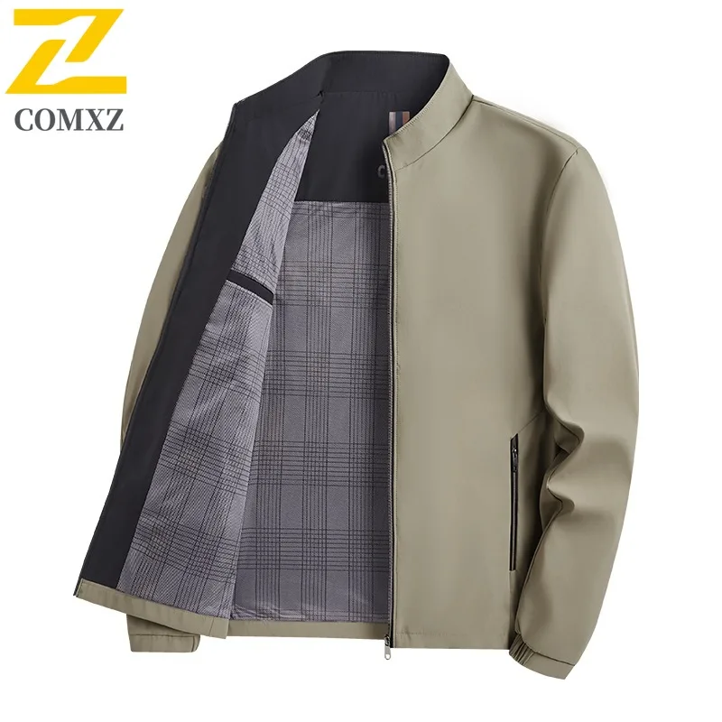 COMXZ Men Autumn Jacket Lightweight Commuting Office Motorcycle Jackets Premium Stand Collar Cozy Wind Resistant Clothing
