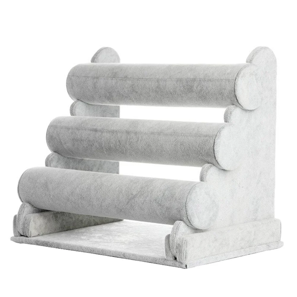 3 Tier Detachable Bracelet Stand Grey Jewelry Display Rack Organizer Scratch Splash Protection Home Shop Display