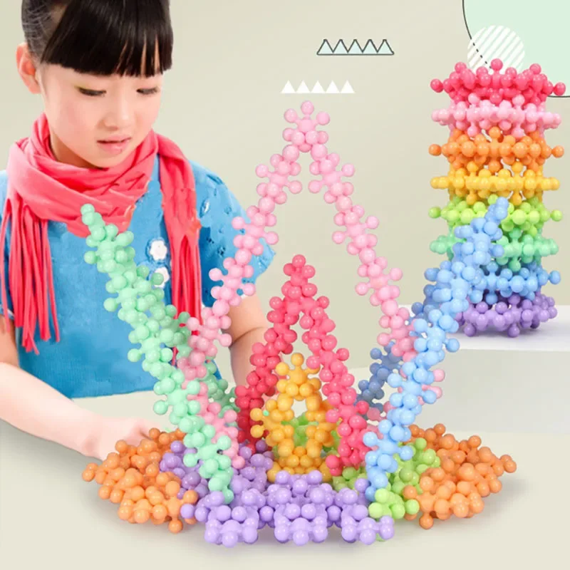 New Plum Blossom Building Blocks Bricks 3D Snowflake Building Blocks Baby Kids Educational Toys DIY Interlocking Puzzle Toys