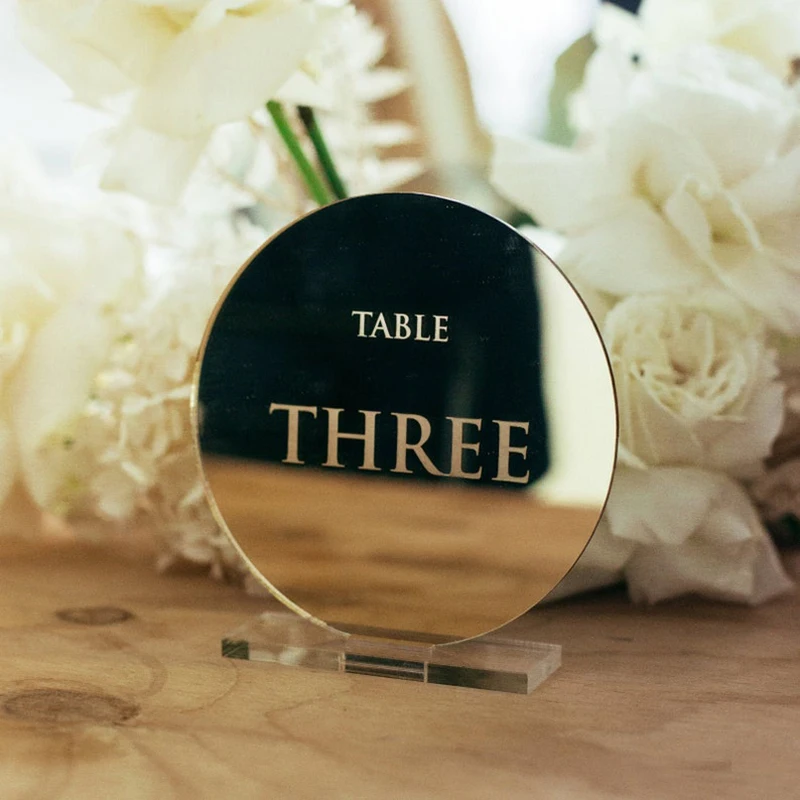 Personalized Acrylic Table Numbers Clear Frosted Silver Rose Gold Engraved Round Acrylic Wedding Decor Event Shower Number