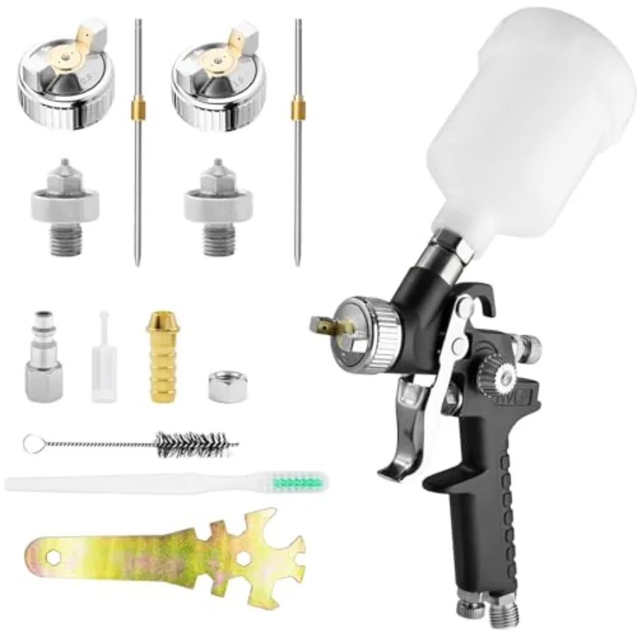 

Мини-пистолет HVLP для покраски с соплами 0,8/1,0 мм для ремонта автомобильной краски, комплект с бачком 125 мл для грунтовки и финишного покрытия автомобиля