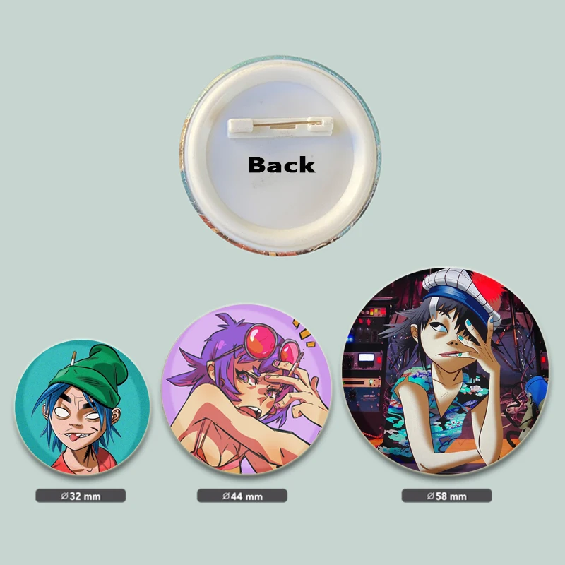 32/44/58mm Gorillaz Boat Music Icons Brooch Badges Accessories for Clothes Backpack Fans Gifts Snap-in Button Pins DIY Craft