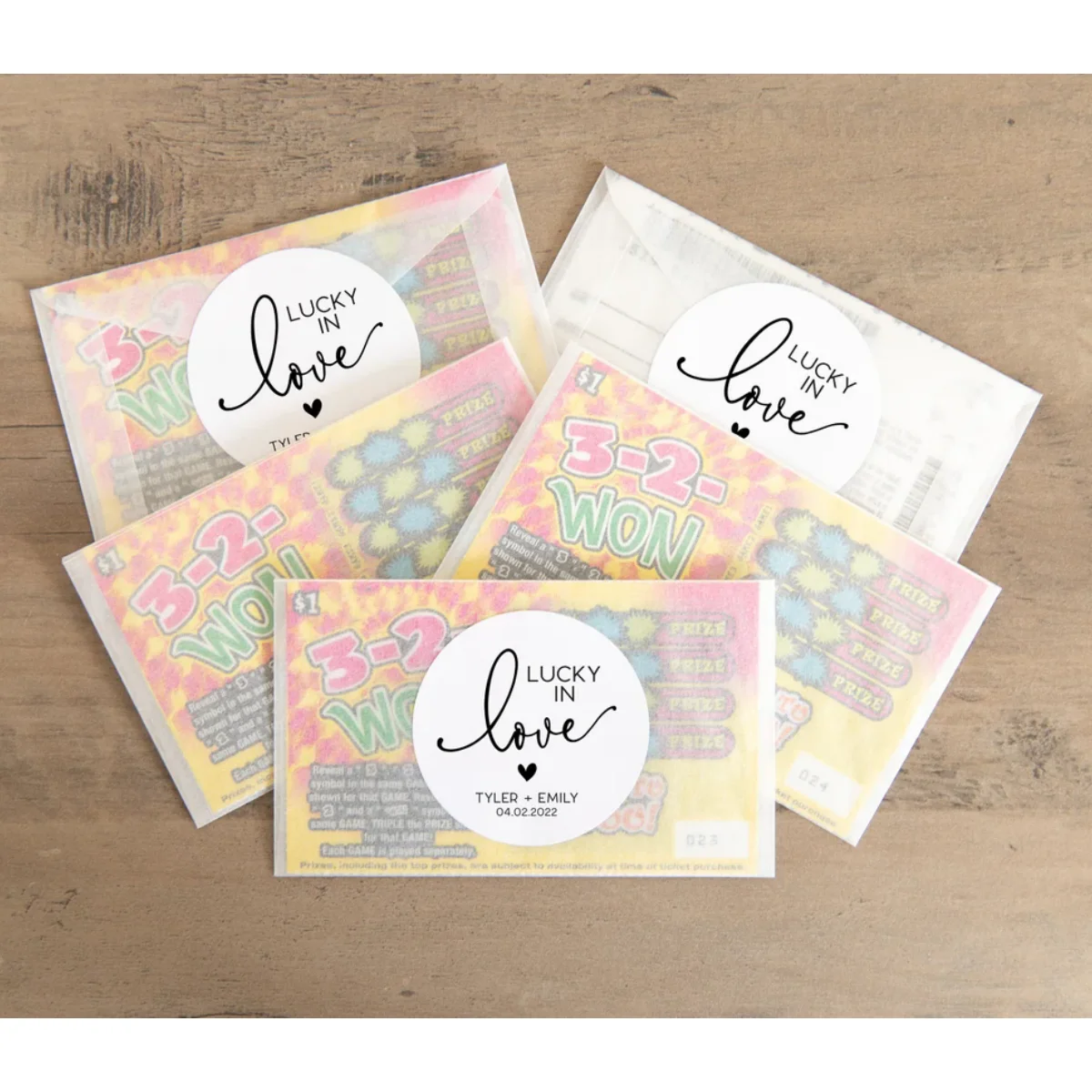 Lucky in Love Lotto Favor Stickers, Wedding Lotto Ticket Favors, Scratch off Favors, Wedding Favors for Guests, Bulk Wedding Fav