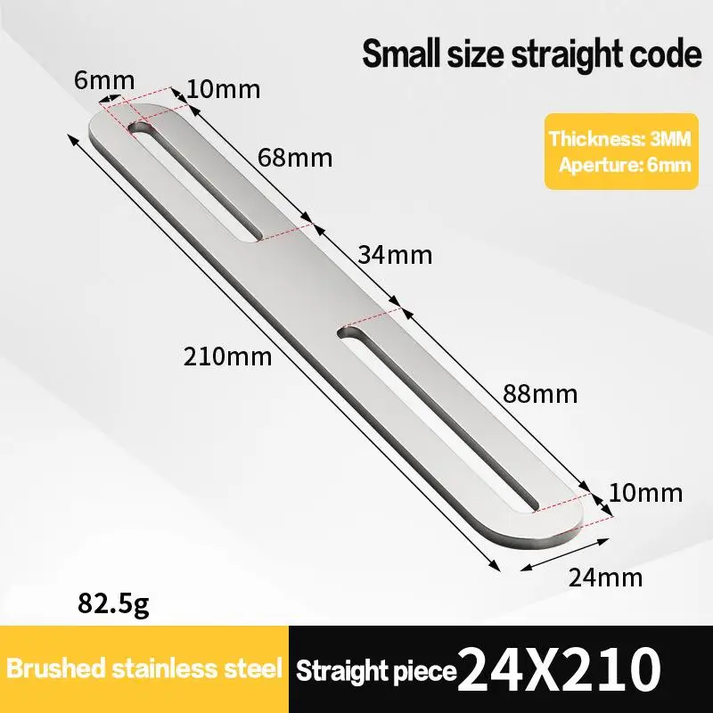 Hot Sale 1Pcs Thickened Stainless Steel Straight Angle Bracket 180 Degree Flat Fixed Connector Black/Silver Furniture Holder