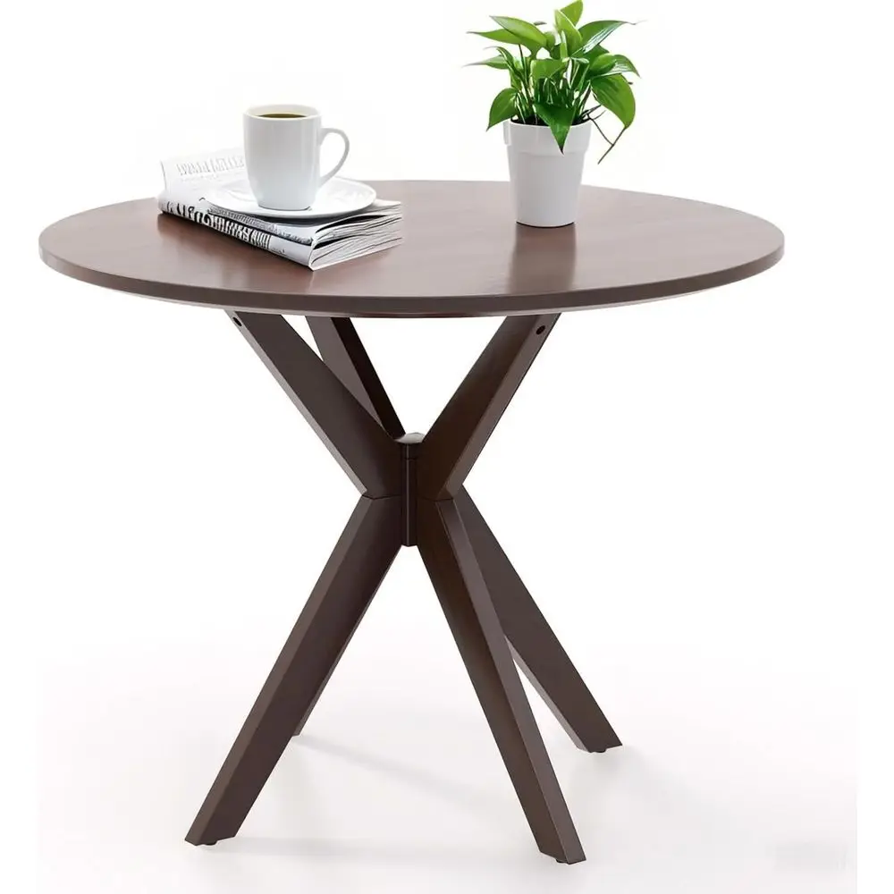 

36 Solid Wood Round Dining Table with Pedestal Base and Adjustable Legs for Home, Office, Small Spaces, Cafe, Bar