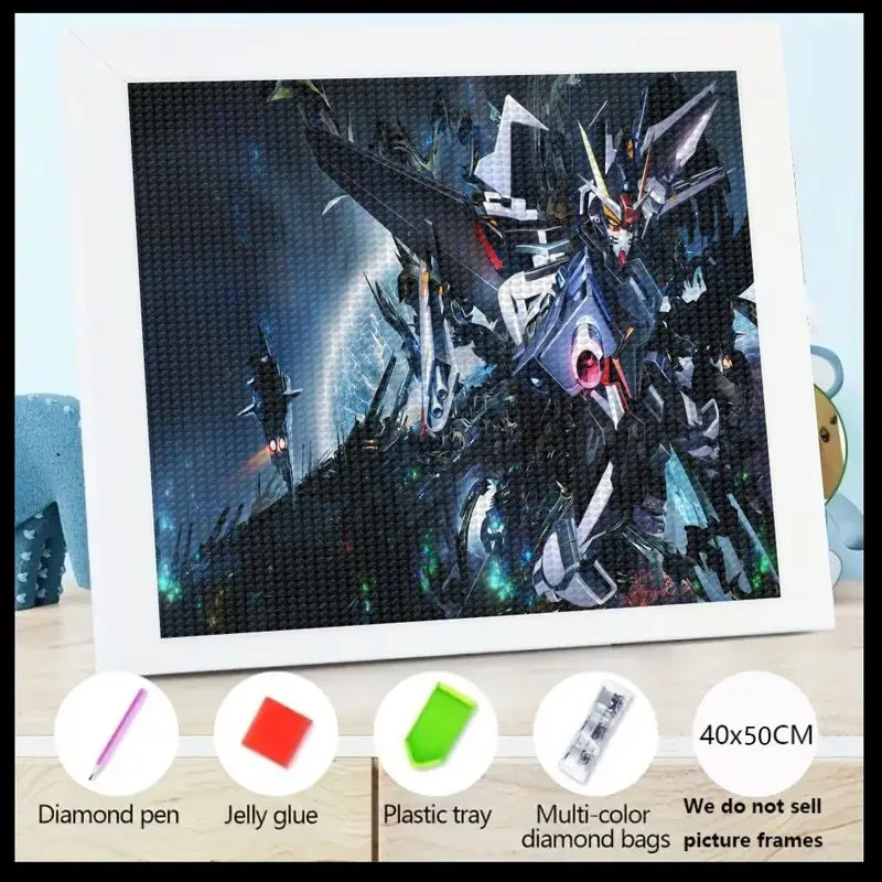 

1 шт. 5D DIY комплект алмазной живописи, эпическая футуристическая меха-робот-воин, полная дрель, алмазное искусство, крутой аниме, научно-фантастический кристалл со стразами