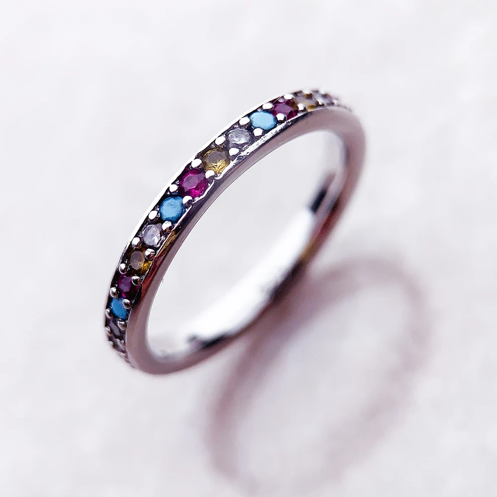 Colourful Stone Ring Europe Style Bohemia Fine Jewelry For Women Brand New Pure 925 Sterling Silver Elegance And Femininity Gift