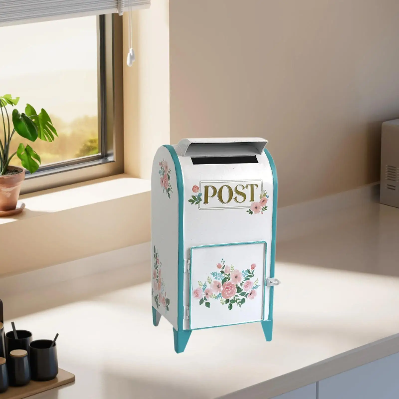 Standing Mailbox Post Newspaper Magazines Box Package Delivery Box Mail Drop Box for Outside Front Door Residential Office Yard