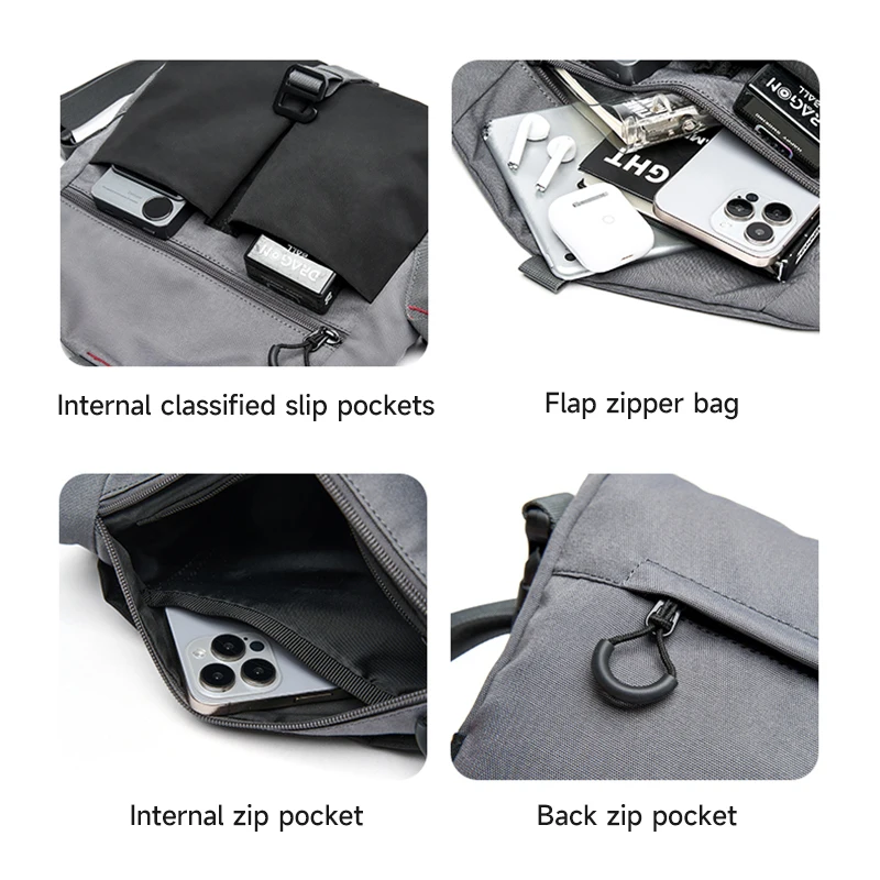 Messenger Bag for Men, Waterproof Shoulder Bag Fit 7.9 inch iPad, Satchel Bag with Detachable Shoulder Strap