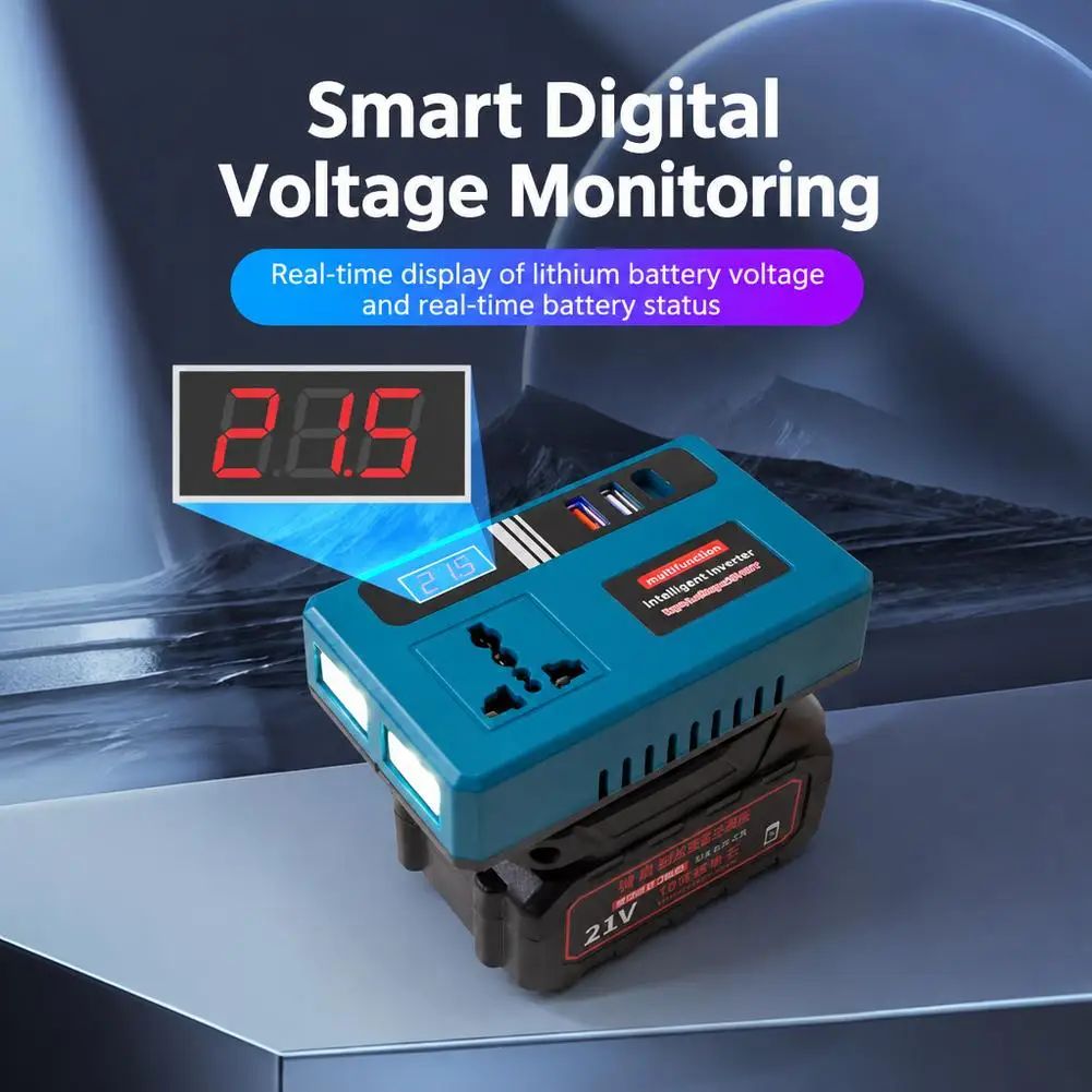 For Makita 18V Battery Power Inverter DC To AC 220V Portable Outdoor Generator USB Type C Port LED Light Power Supply