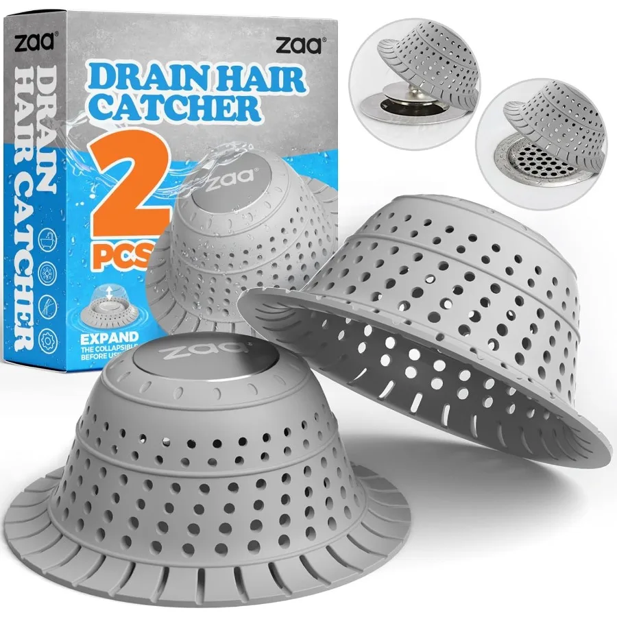 

Уловитель волос для душа, 2 упаковки, силиконовая складная крышка для слива ванны, защита для улавливания волос собаки для выдвижных обычных сливов o