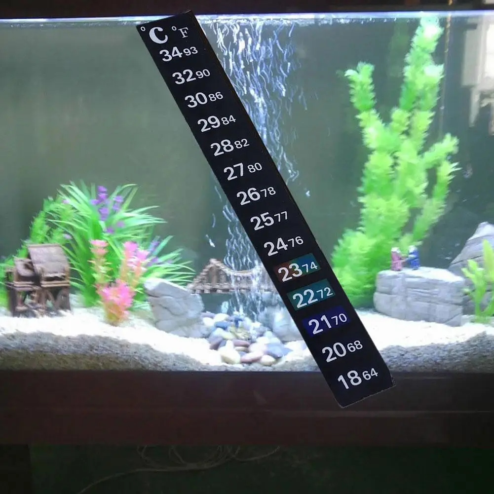 Aquarium Fish Tank Strip Stick-on discolor Thermometer Adhesive Dual Scale Sticker Temperature Sticky Sticker Tools A9C1