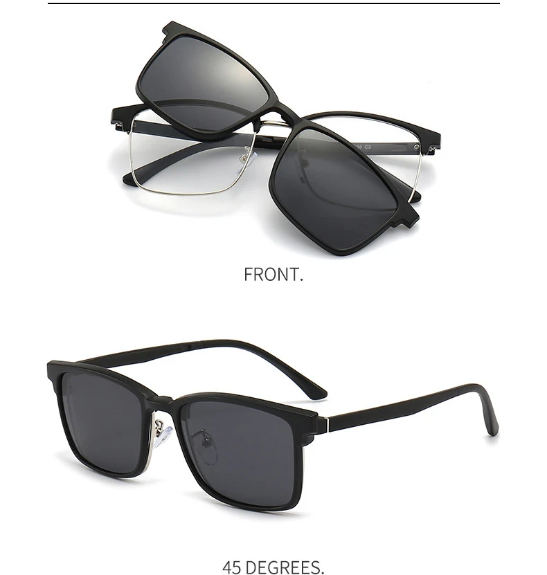 Vcka 6 in1 quadratisch polarisierte Myopie Sonnenbrille Männer Frauen Magnet clip Brille Rahmen optische verschreibung pflicht ige Brillen-0,5 bis-6,0 – Detail 6