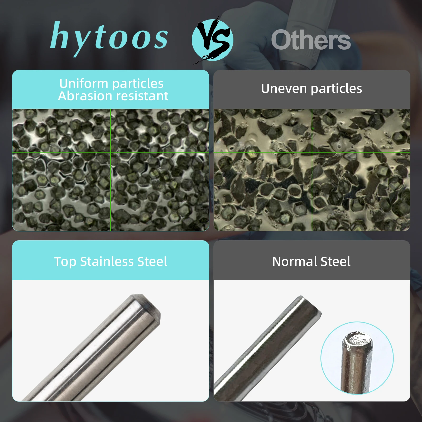 HYTOOS Cuticle Clean Nail Drill Bit Titanium Russian Nail Bits, Professional Safety Under Nail Cleaner for Cuticle Dead Skin