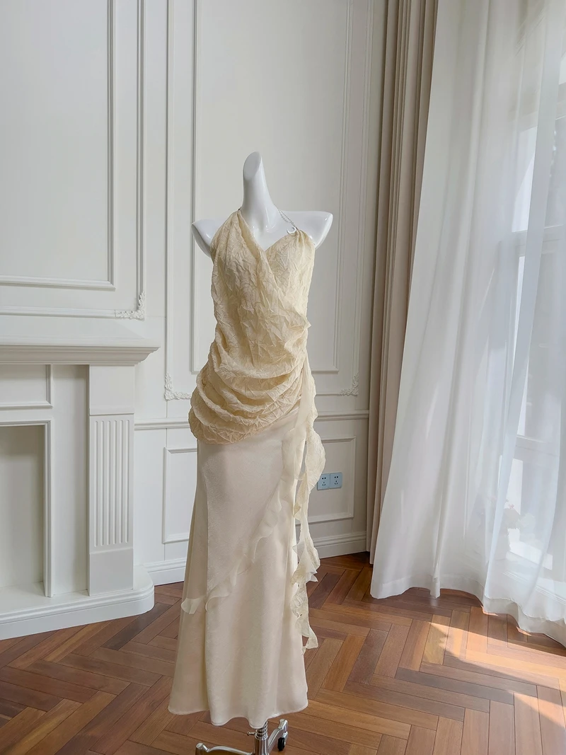 Ele Sexy Bal Neline Satin Fi Tail f jupe tenue de vacances taille haute a-ligne longue Dr Faionable fermeture éclair Sle