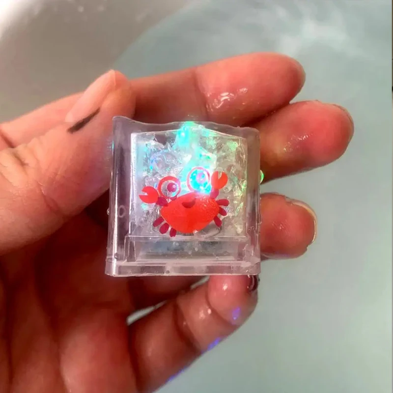 8PCS Cartoon Marine Animal Luminous Ice Cube Bath Toy LED Colorful Luminous Toy Touch Sensitive Luminous Toy