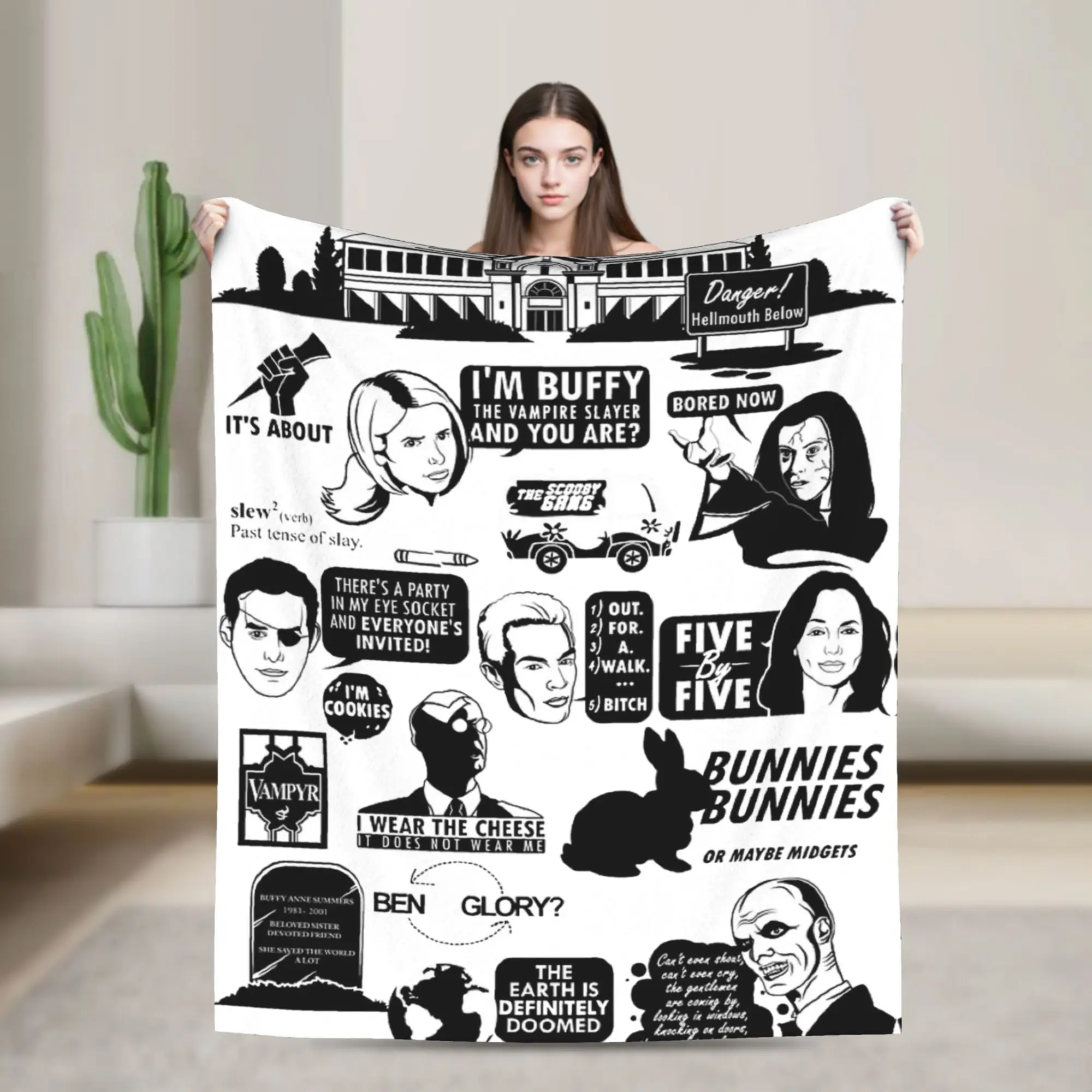 Buffy the Vampire Slayer Collage Knitted Blanket Flannel  Lightweight Throw Blanket for Car Sofa Couch Bed Rug