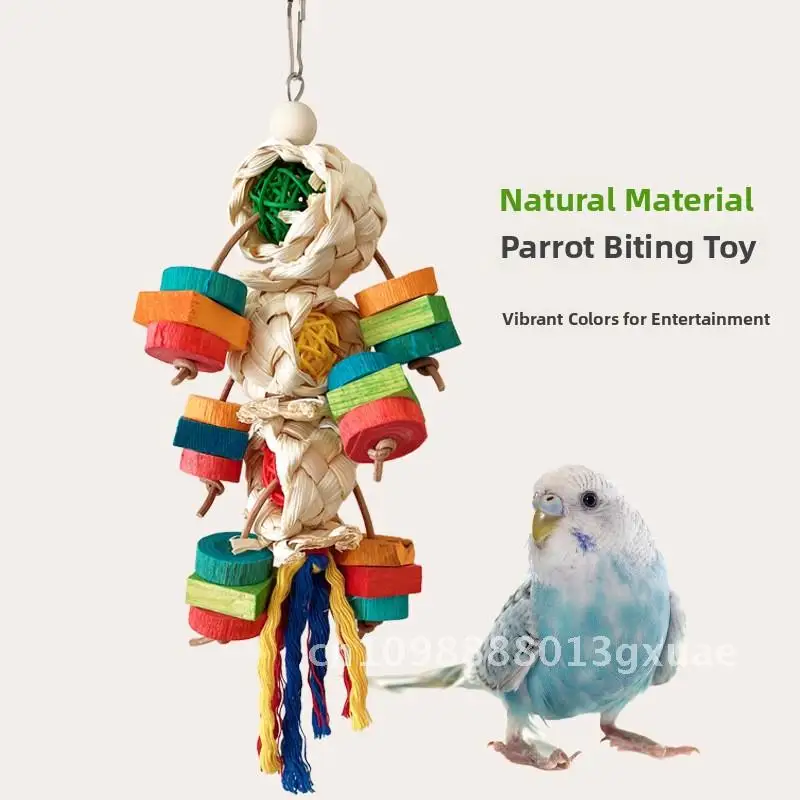 

Parrot Toy Bird Puzzle Natural Material Bite String Bird Cage Decoration Colorful Pendant Parrot Supplies