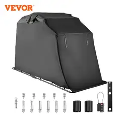 VEVOR Motorcycle Shelter Black Retractable Waterproof UV Protected Windproof Dustproof Anti-Fading Storage Cover Tent W/ Lock