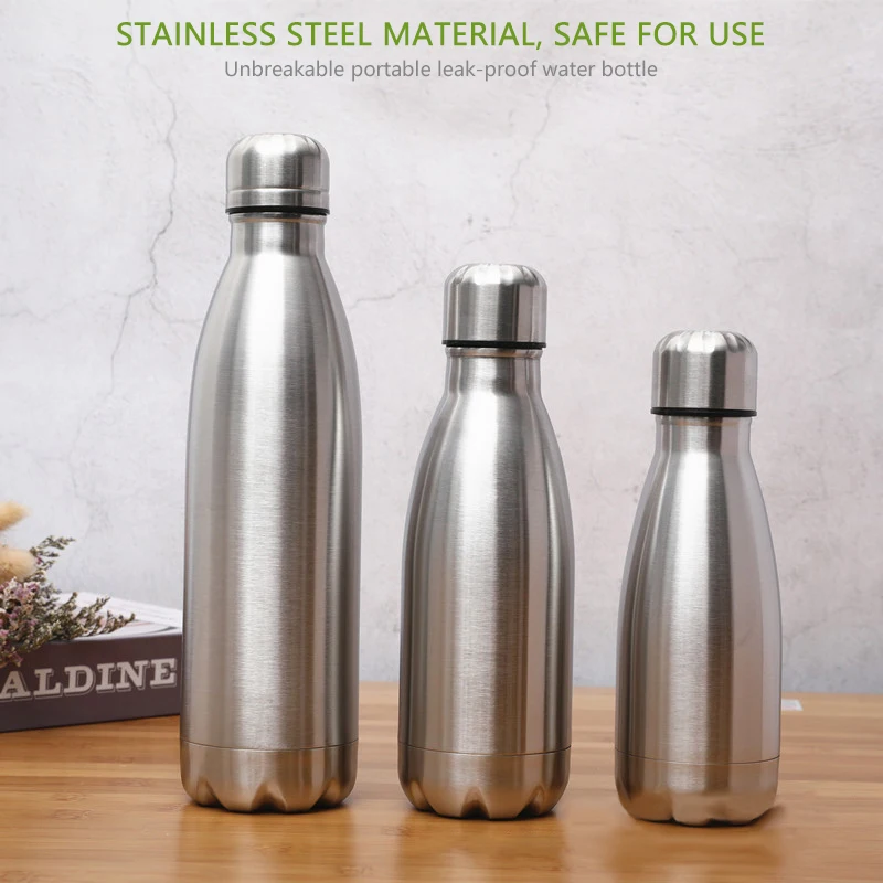 500 750 Botellas de agua de 1000 ml Botella de agua de acero inoxidable 1 litro Artículos de envío gratis, Botella de bebida para tazas de viaje deportivas