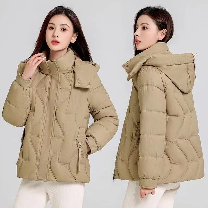 In Winter Of 2024 The New Fashion Plus Size Cotton-padded Coat Short Hooded Loose Temperament Slim And Versatile Cotton Coat Top