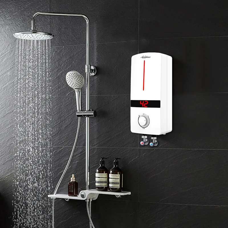 Bathroom Mini LED Light 5500W for Kitchen 60HZ Fast Heating Electric Water Heater with Shower Head for Home Bathroom System