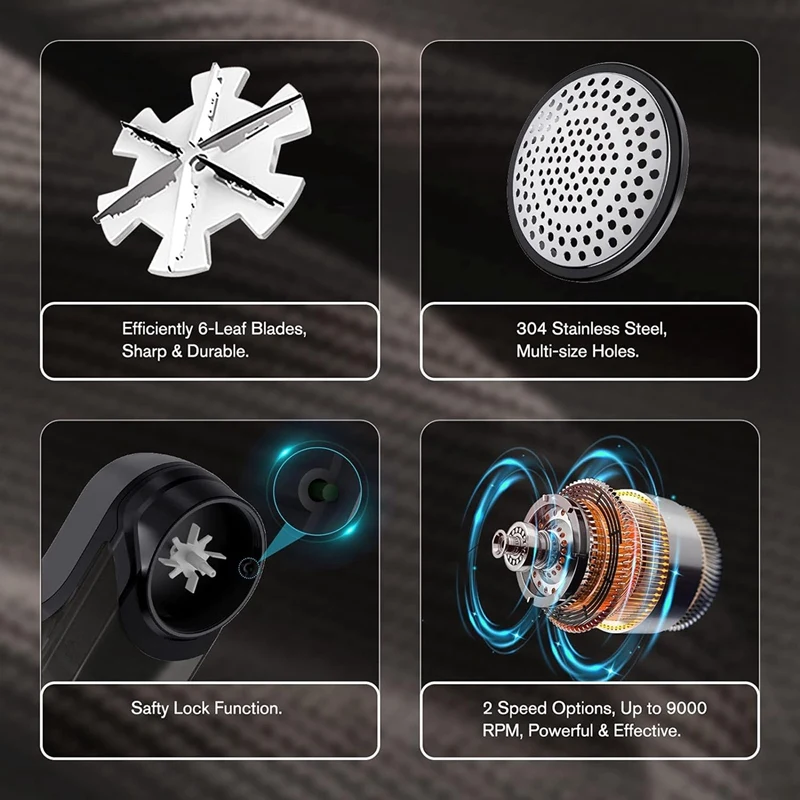 Rasoio per tessuti rasoio per pelucchi ricaricabile con 2 velocità 3 lame sostituibili