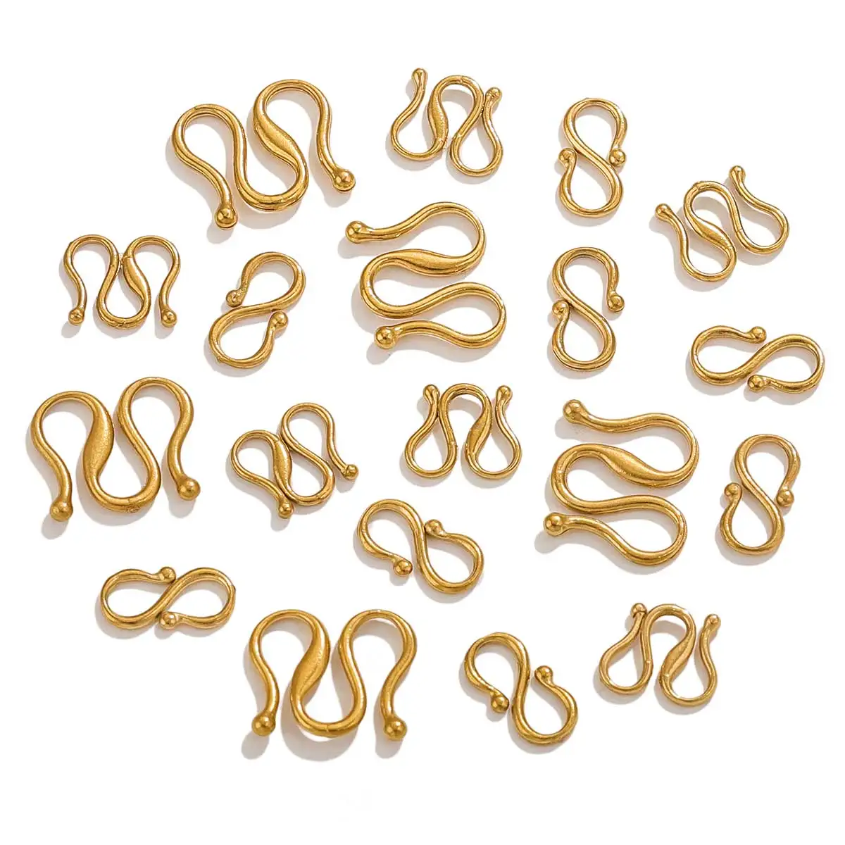 10pcs Stainless Steel Strong S M Shape Diy Necklace Clasps Hooks 18K gold plated End Clasps for Necklace Bracelet Jewelry Making