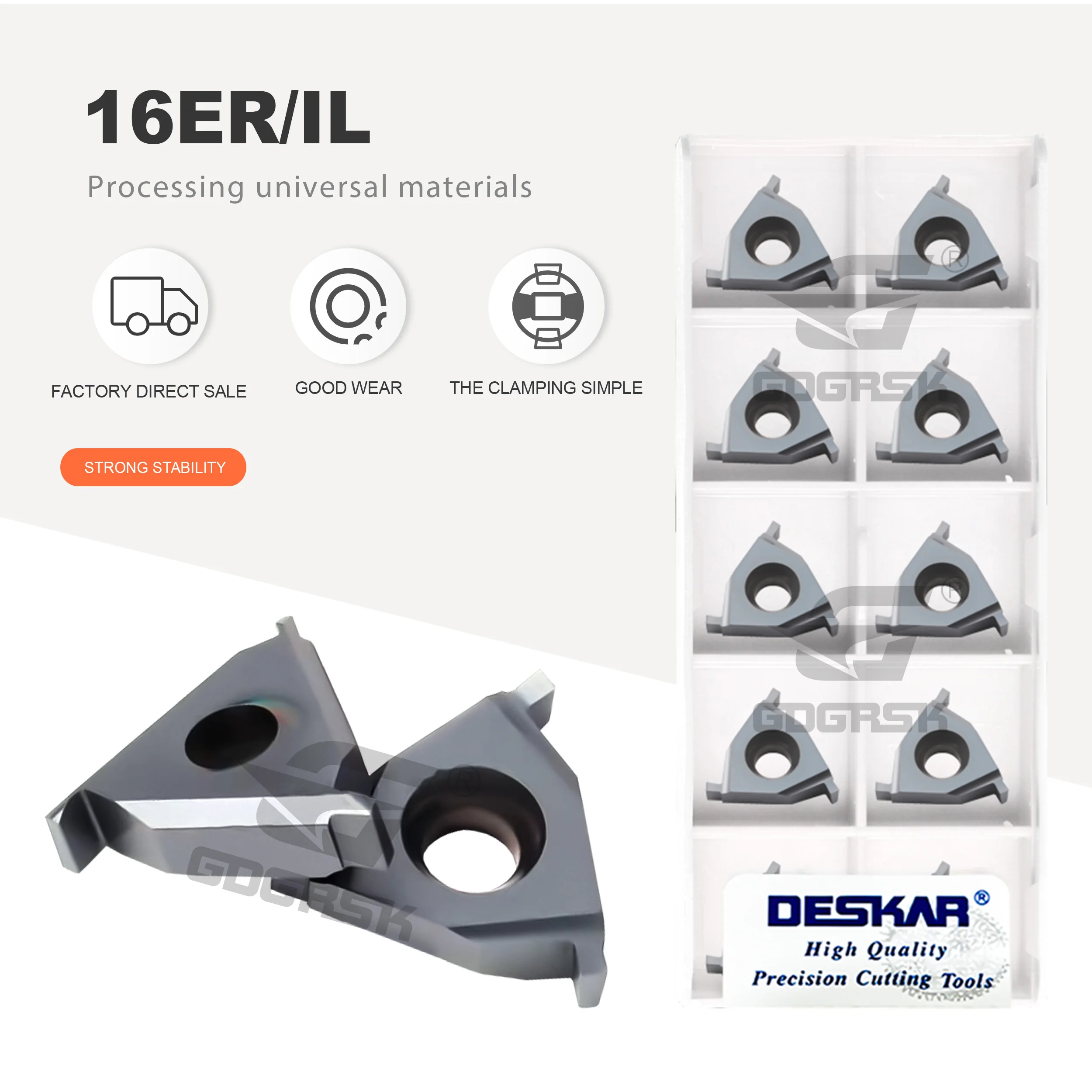 

DESKAR 16ER IL/16IR EL 0,7-3,0 LDA Инструмент для долбежки с ЧПУ Зернистое плоское лезвие с внешней канавкой Универсальный материал Лезвие для долбежей