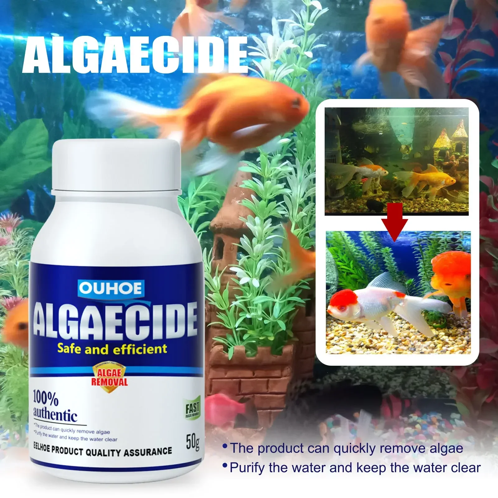 50g High Efficiency Algaecide Algae Moss Reduce Control Water Purification Safe Efficient Algaecide For Aquarium Pond