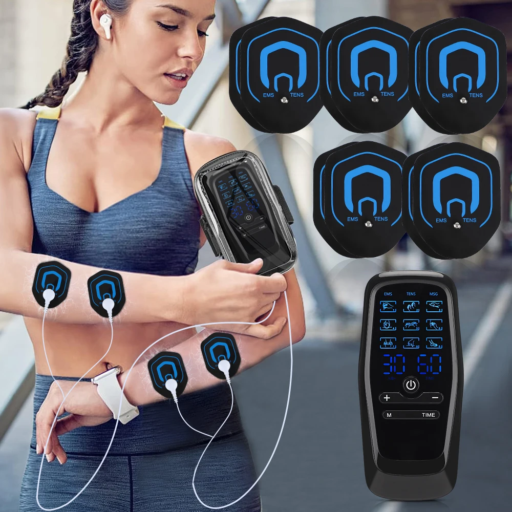 Rechargeable TENS EMS Unit Muscle Stimulator with Color Screen, 30 Modes 9 Levels Dual Channel Pulse Massager for Back & Body