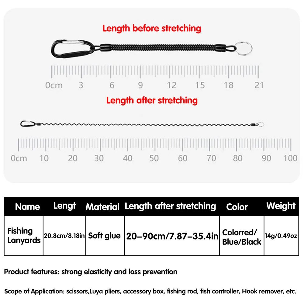 Fishing Lost Rope 5 Tactical Telescopic Spring Elastic Rope Buckle Camping Anti Loss Mobile Phone Keychain Fishing Rope image 4