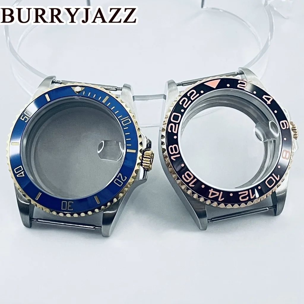 BURRYJAZZ 38mm NH35 NH36 NH34 NH38 NH70 NH72 ETA2824 PT5000 SUB GMT Diver Case Watch Case Sapphire Glass Ceramic Bezel