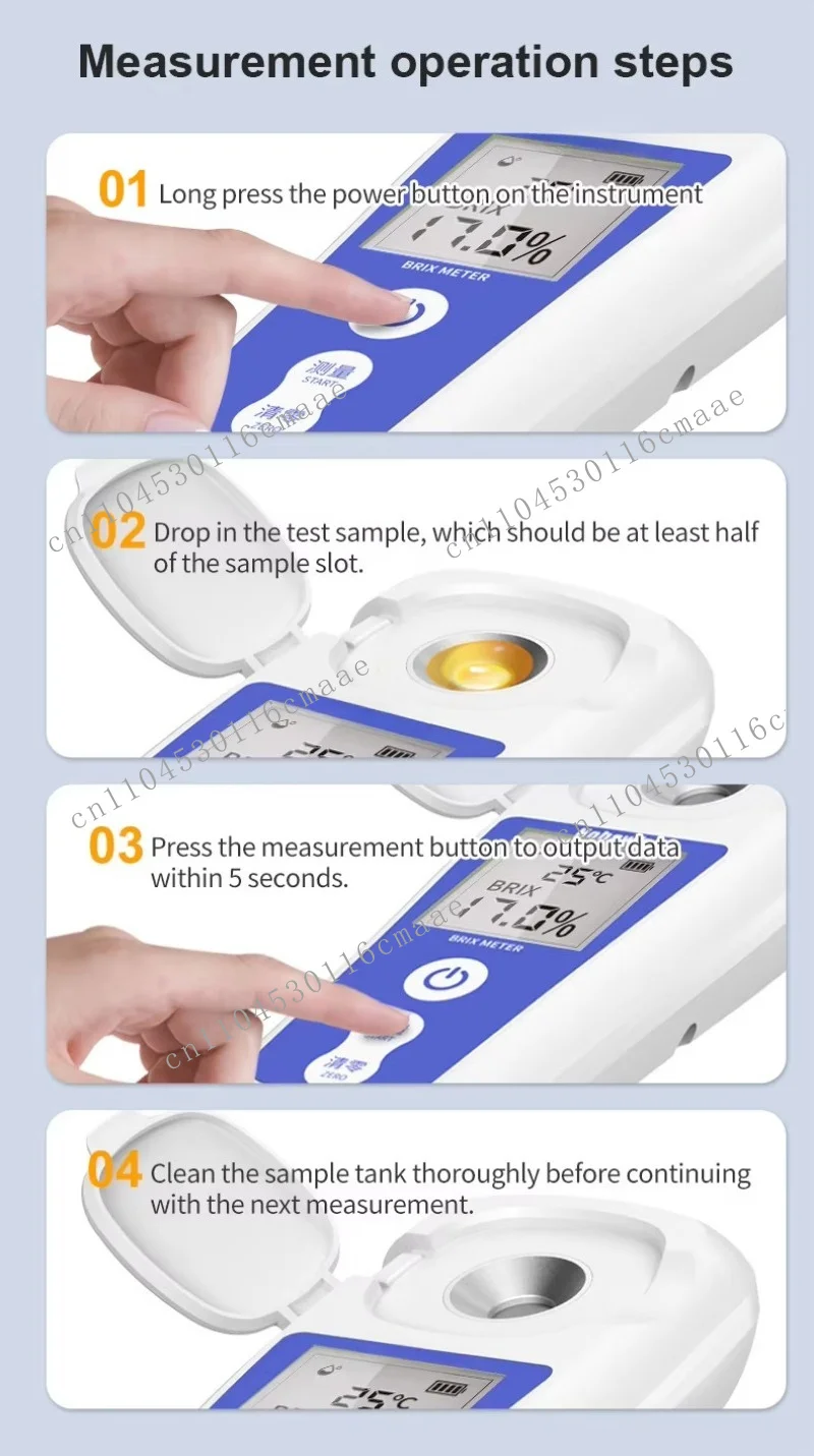 Handheld Brix Content Tester, Refractometer, Fruit Sugar Tester, Concentration Meter: 0.2 0-35% BM-04