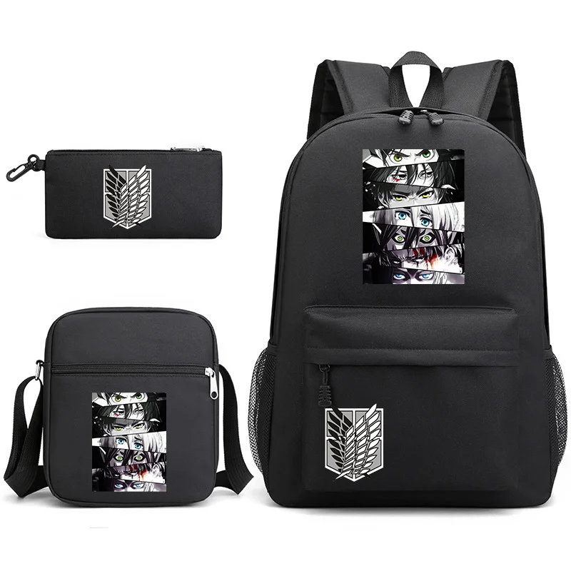 

New Popular Anime Patterns Printed Three Piece Backpack School Large Capacity Bookbag Anime Backpack Shoulder Bag Pencil Bag