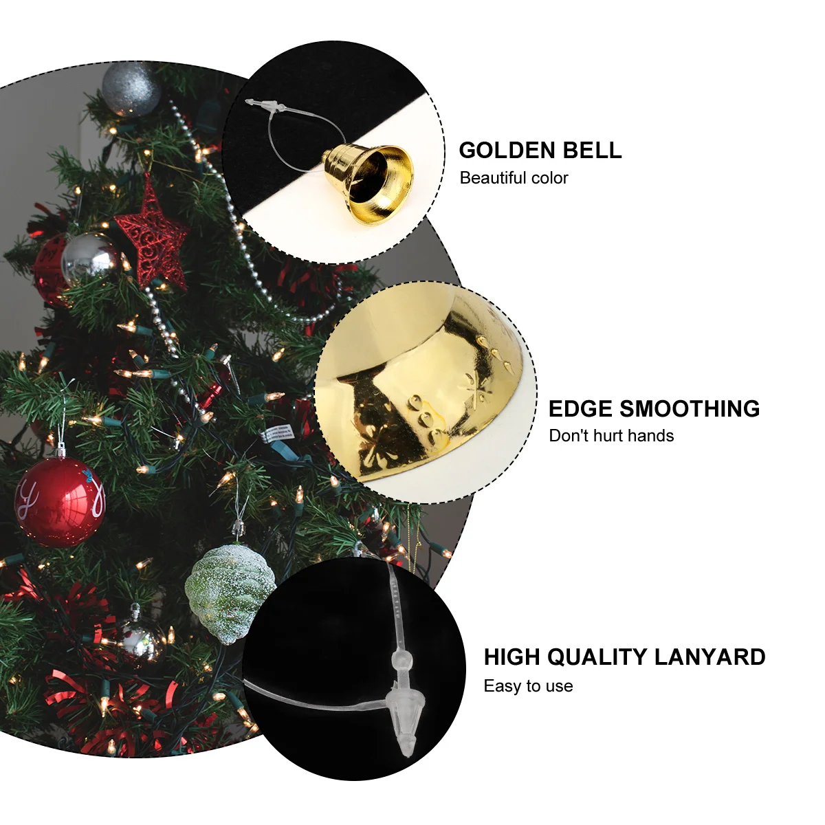 

1Set Christmas Jingle Bells Golden Decorative Bell Pendant Xmas Tree Hanging Ornaments for Festival Party Decorative Bell