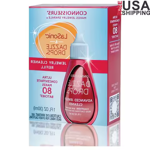 Sonic Jewelry Cleaner Machine with Dazzle Drops Refill Deep Cleaning Gold Platinum Diamonds Safe Efficient Dual Tank System