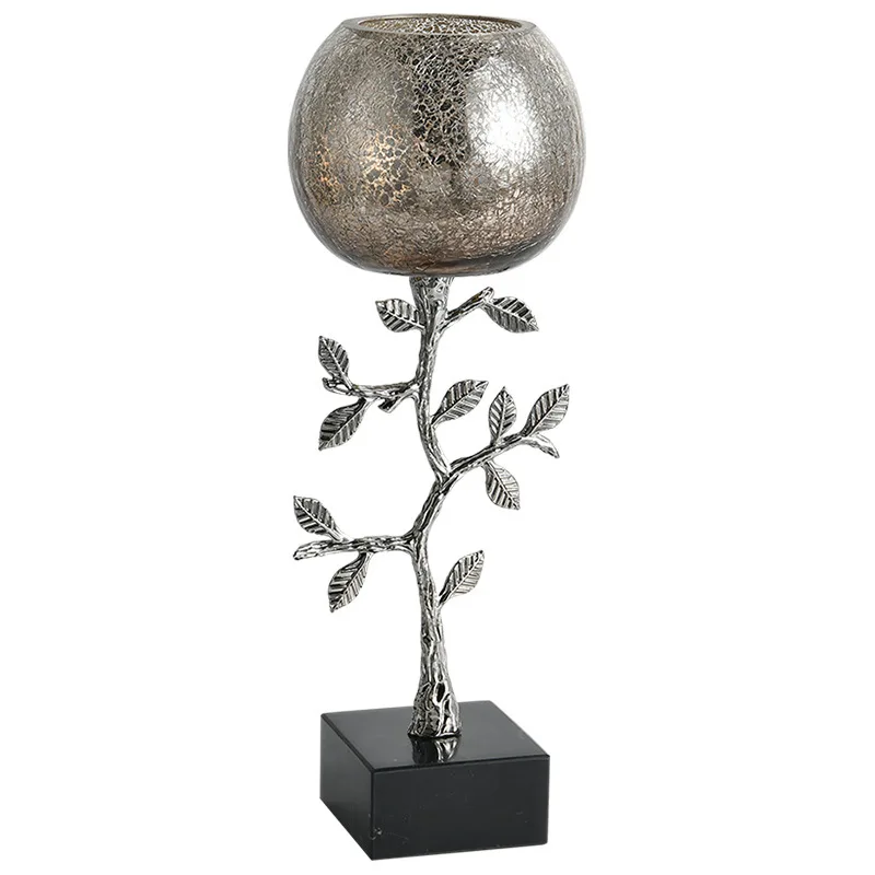 

Modern simple stainless steel alloy fortune tree candlestick ornament model room dining table side cabinet wedding layout props