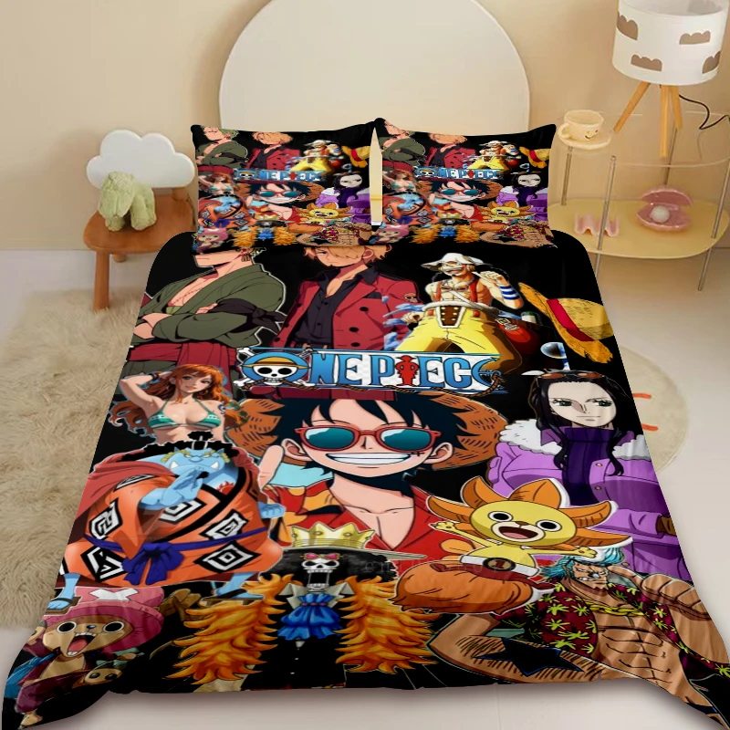 

3pcs Anime One Piece Duvet Cover Luffy Cartoon Bedding Set Quilt Cover Twin King Size for Bedroom Decor Children Gifts