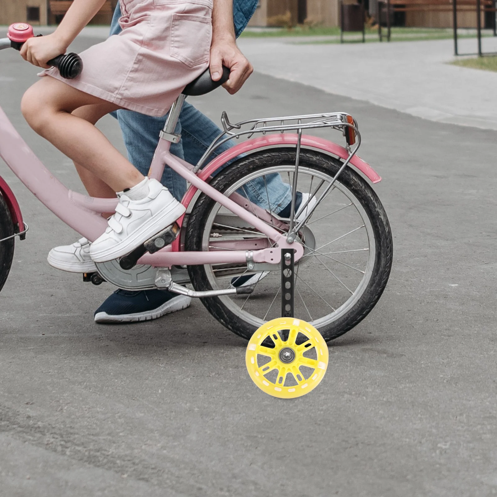 

1 set Auxiliary Wheels for Kids Bicycles Yellow Durable Metal Plastic Easy Installation Balance Accessories Bike Train