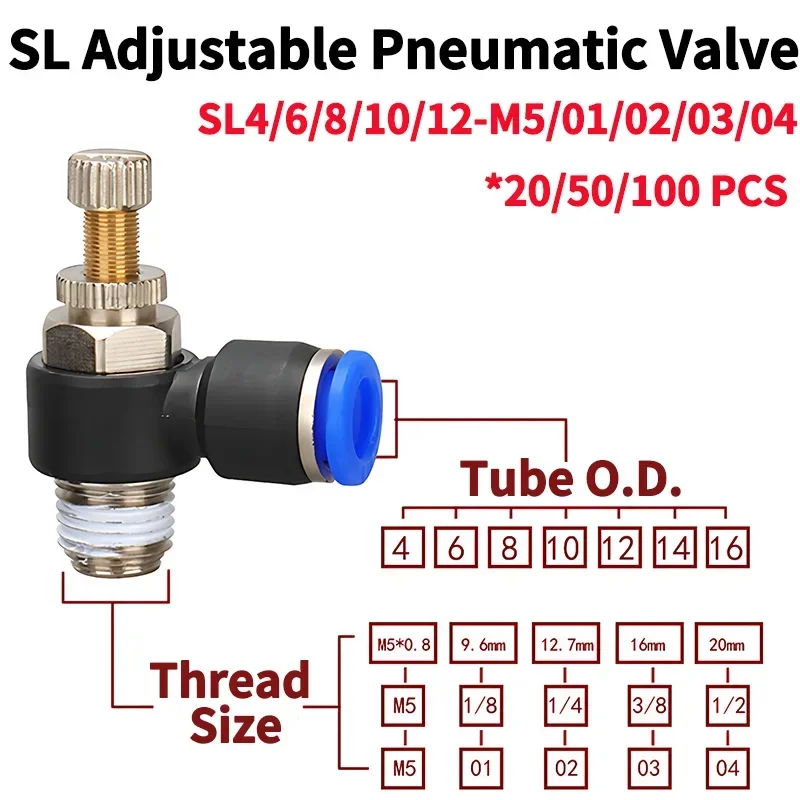 

Pipe Pneumatic Fitting Regulator Valves, Pneumatic Air Flow Speed Control Valve Quick Connector, Push to Connect Fittings