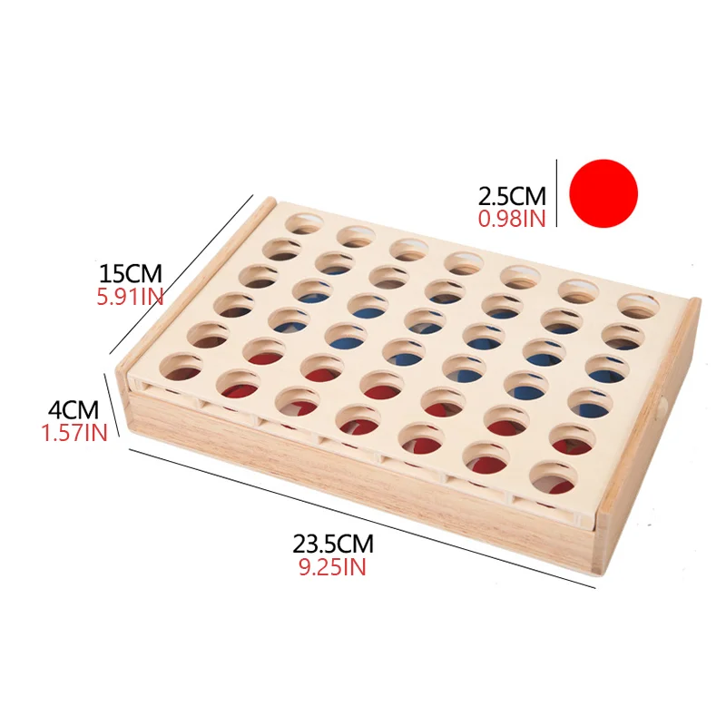 Connect Blue Red Four in A Row Wood Classic Bingo Games Funny 4 in A Line Board Family Parties Entertainment Travel Adult Toy