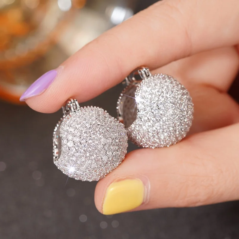 CAOSHI Newly Designed Sphere Hoop Earrings Gold Color/Silver Color Luxury Jewelry for Women Creative Party Earring Accessories