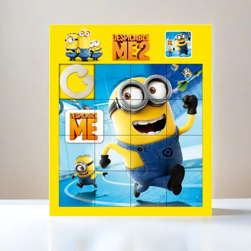 Minions Puzzle Plastic Moving Sliding Toy Cartoon Kids Puzzle Kindergarten School Children Gifts Cute Anime Kids Games Puzzle