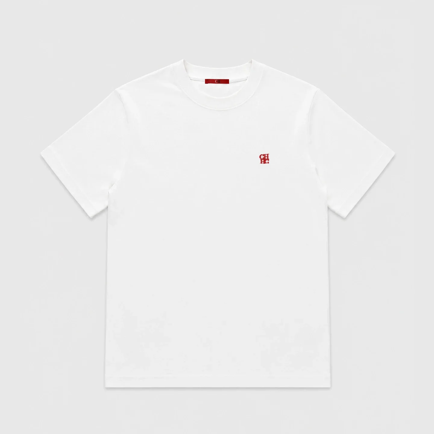 CH Herren Einfaches Rundhals-T-Shirt mit Versteckter Wappen-Stickerei Regular Fit Kurzarm Alltags-Partnerkleidung – Detail 3
