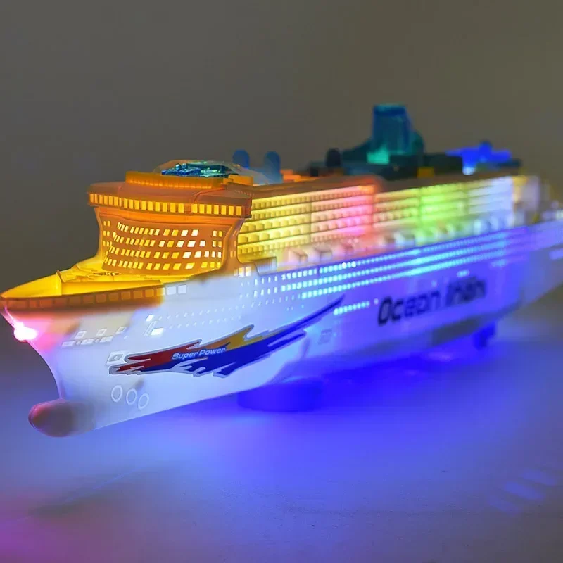 Electronic Large luxury cruise ship Toy Universal rotation music light Boat model Baby toy colorful flash Ocean liner line gift